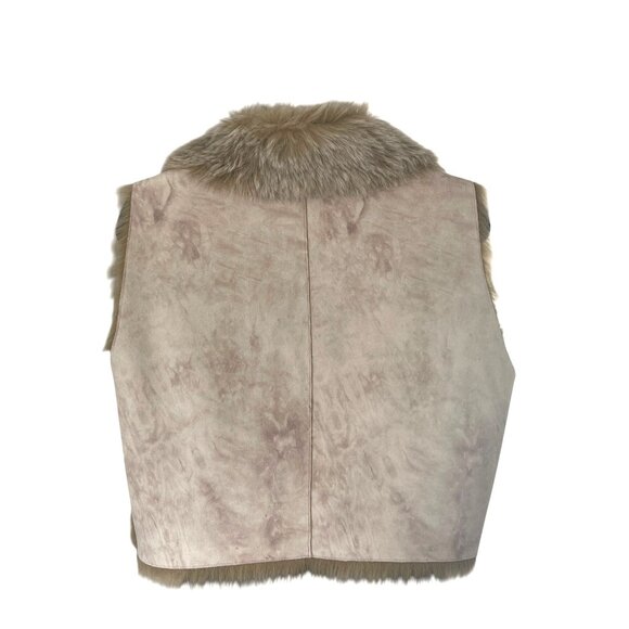 River island fur lined NEW vest outdoors  size US size 12 beige - Picture 2 of 11